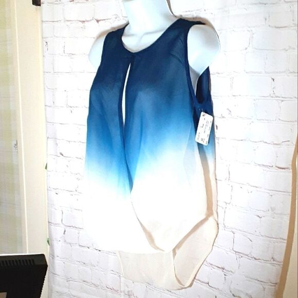 NWT Young Fabulous & Broke Blue Ombre Split Front/Back Sleeveless Top Sz XS $150 - Picture 2 of 8